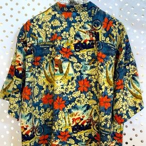 Tommy Bahama MENS Shirt.  XL 100% SILK X- MAS MOTIF